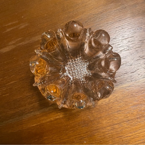 SET OF 2 Green & Pink Vintage Nesting Ashtray Italian Murano Glass Stack Flower - Picture 8 of 15